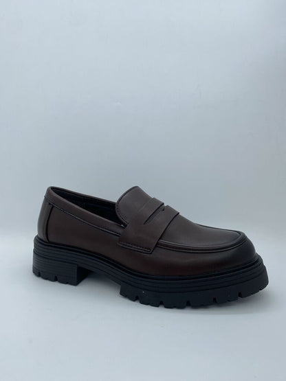 Brown Leather Loafers with Chunky Sole