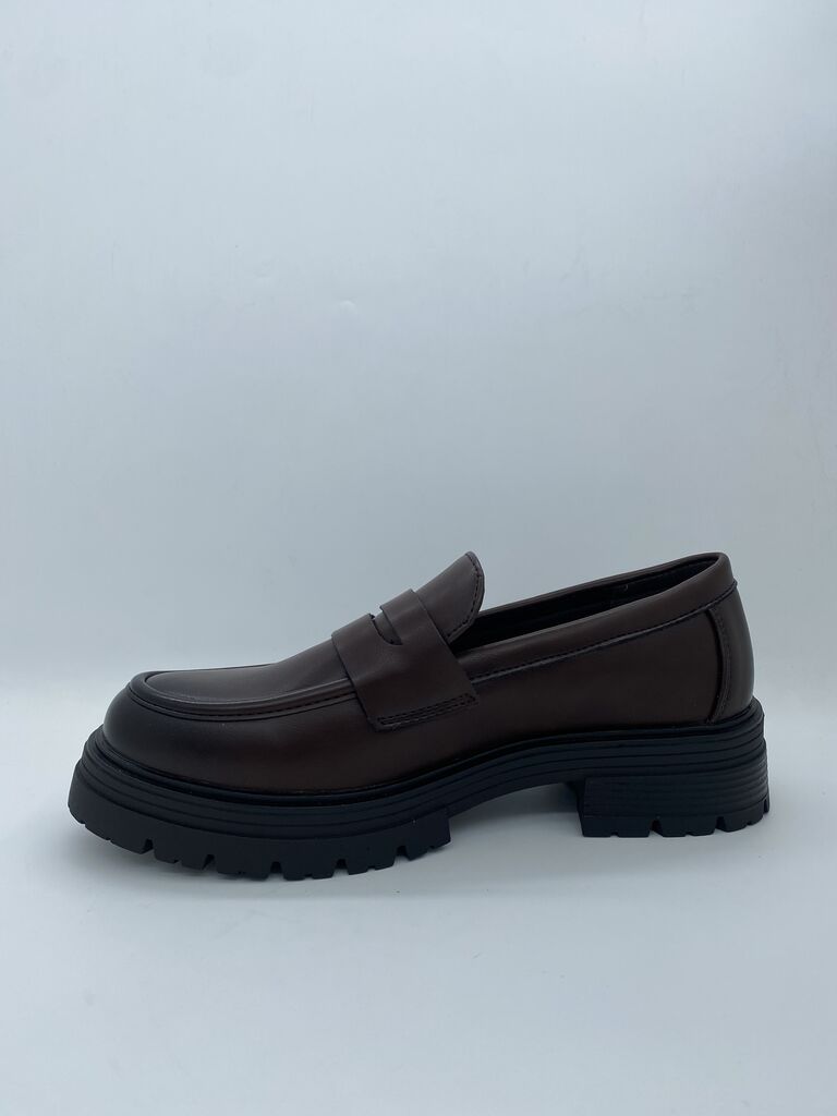 Brown Leather Loafers with Chunky Sole