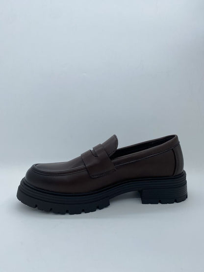 Brown Leather Loafers with Chunky Sole
