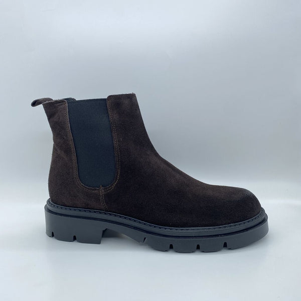 Black Suede Chelsea Boot with Chunky Sole