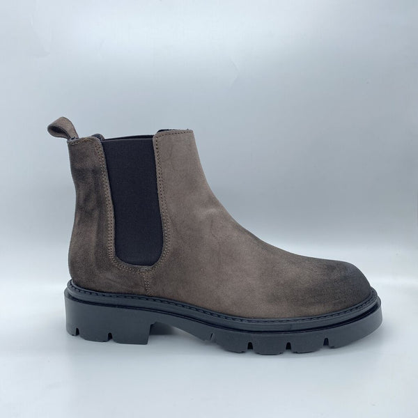 Taupe Suede Chelsea Boot with Lug Sole