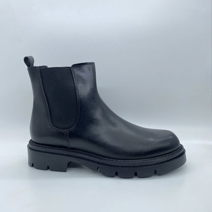 Black Leather Chelsea Boots with Lug Sole