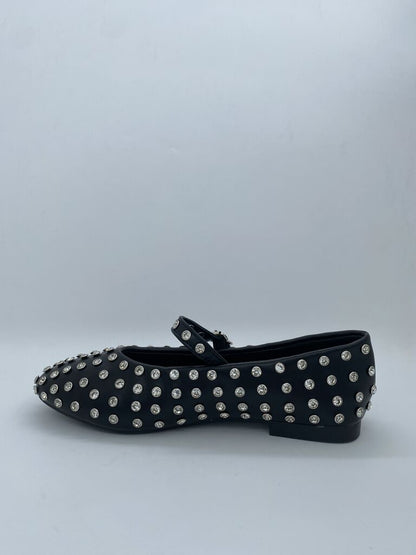 Black Studded Ballet Flats with Metallic Accents