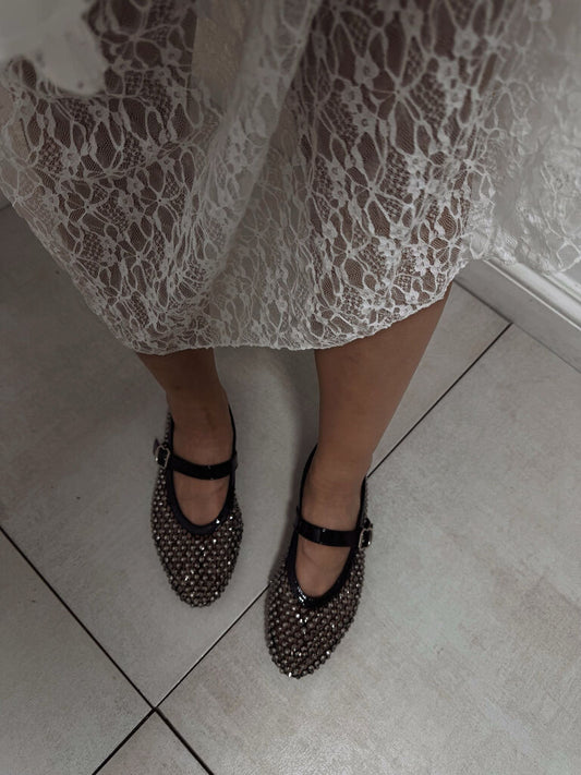 Mary Jane Shoe Ver/Stra BLACK