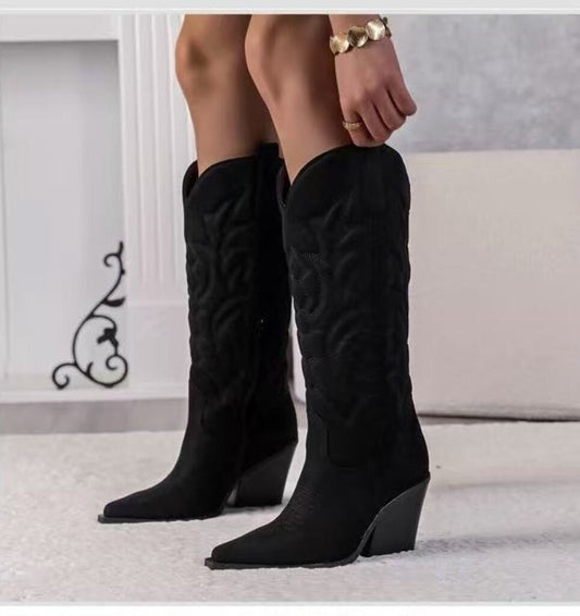 Western Boot Suede BLACK
