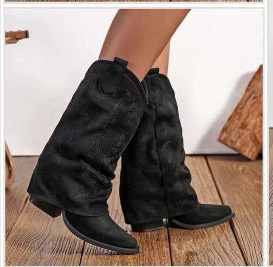 Western Boot Suede BLACK