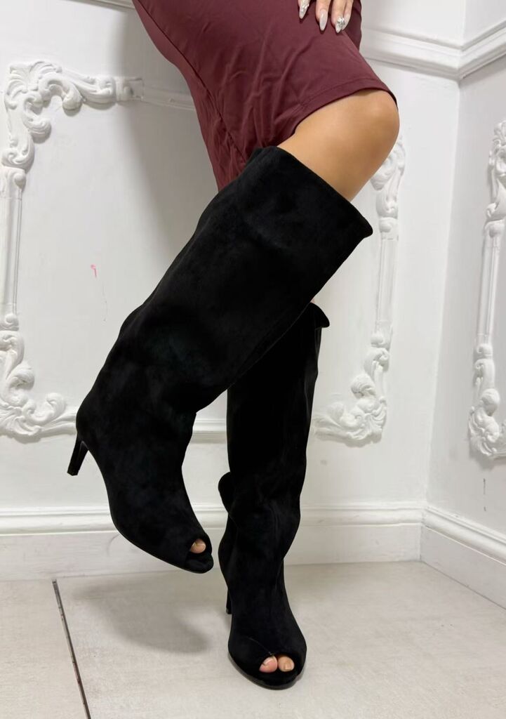 Semi-Height Boots Suede BLACK