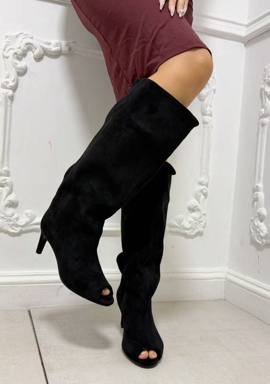 Semi-Height Boots Suede BLACK