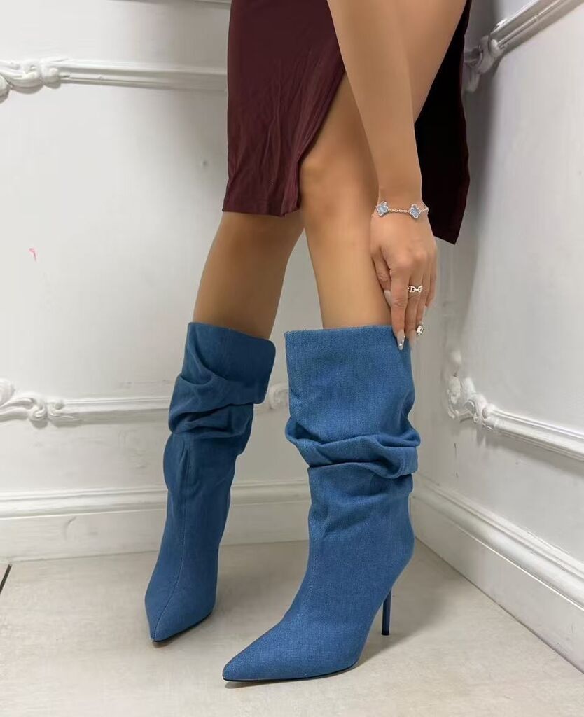 Knee High Boot Suede BLUE