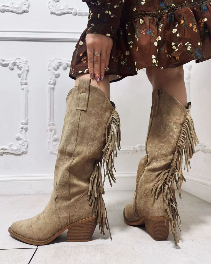 Knee High Boot Suede KHAKI