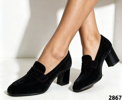Heeled Loafer Suede BLACK