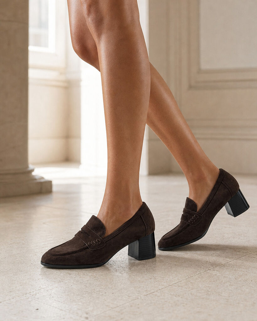 Heeled Loafer Suede BROWN