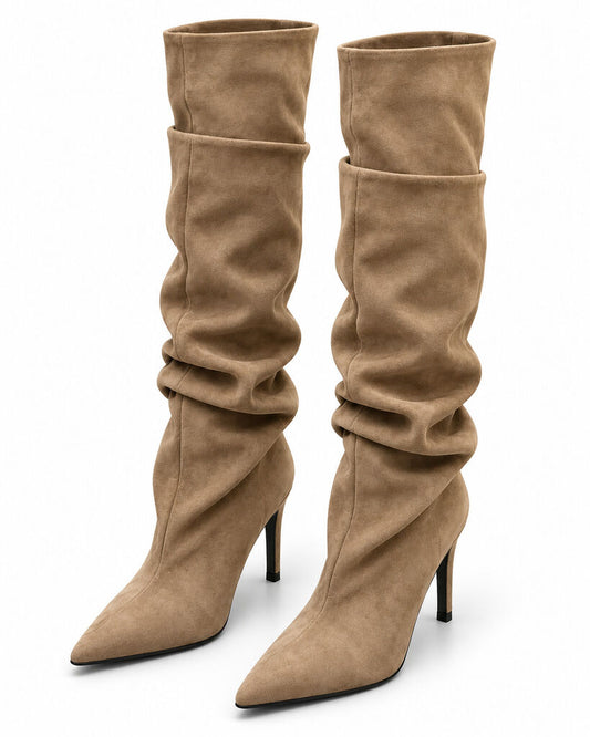 Over the Knee Boot Suede KHAKI