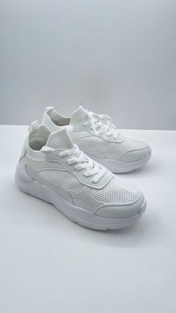 White Mesh Sneakers with Breathable Design