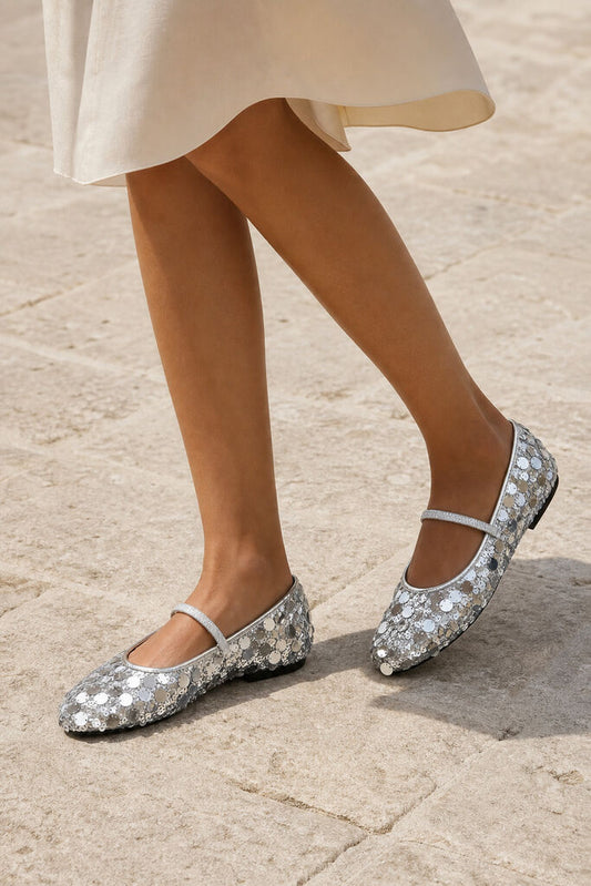 Mary Jane Shoe Pailletts SILVER