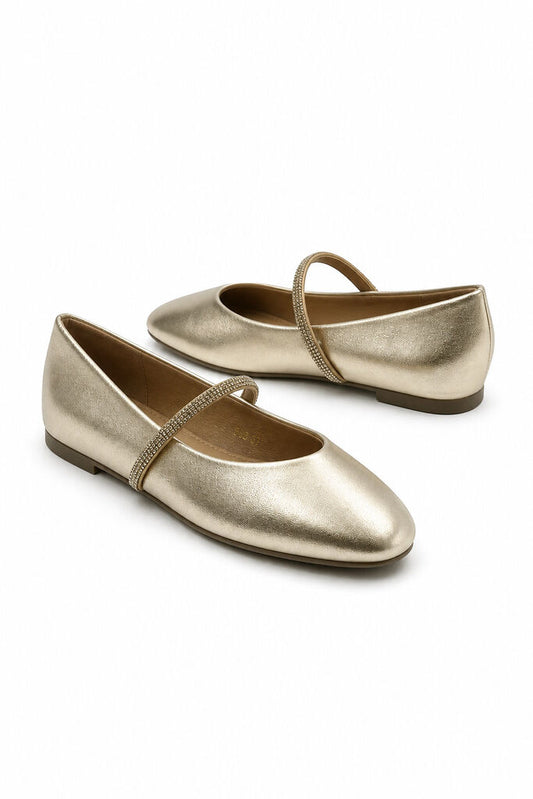 Mary Jane Shoe Laminato GOLD