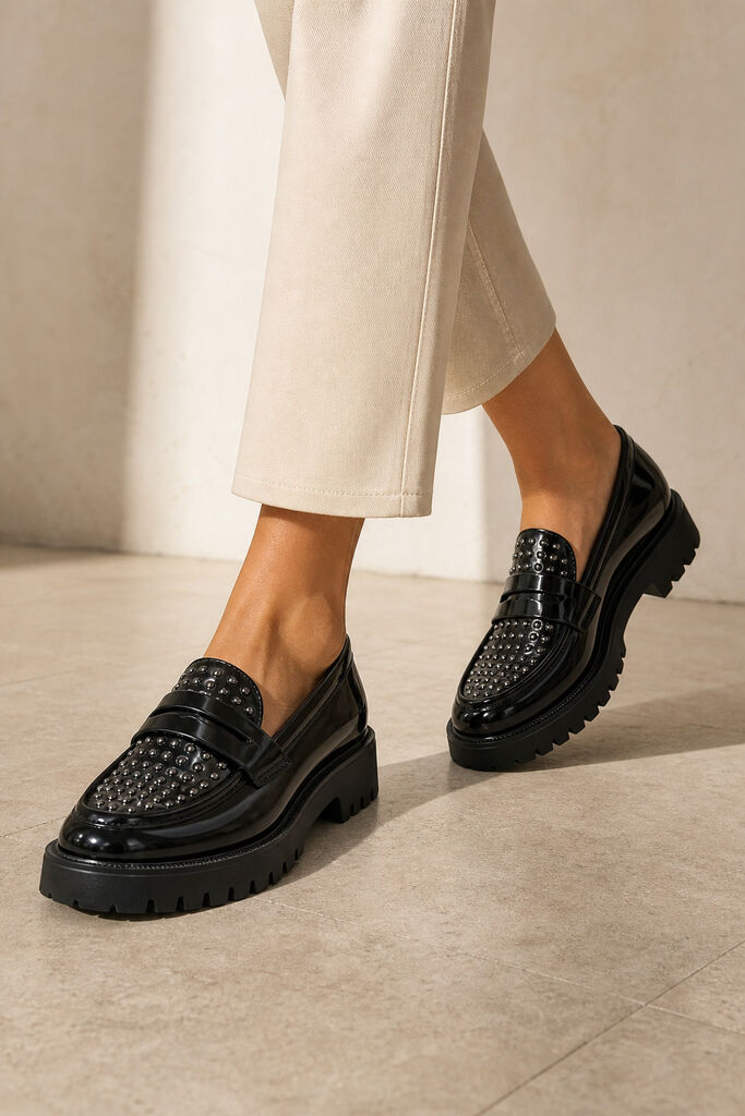 Loafer Stud.Patent BLACK