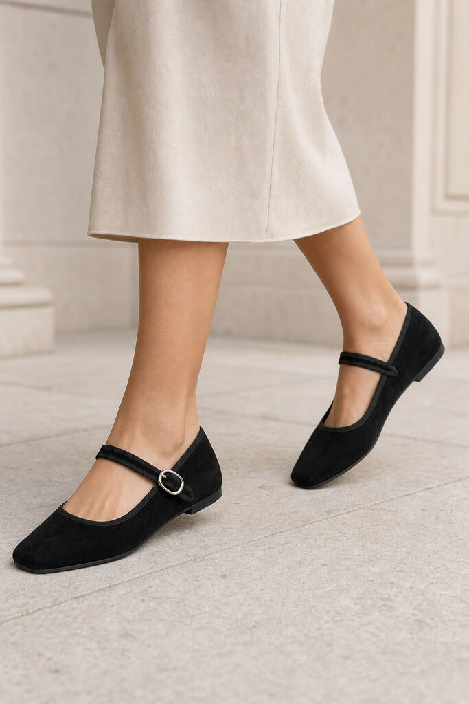 Mary Jane Shoe Suede BLACK