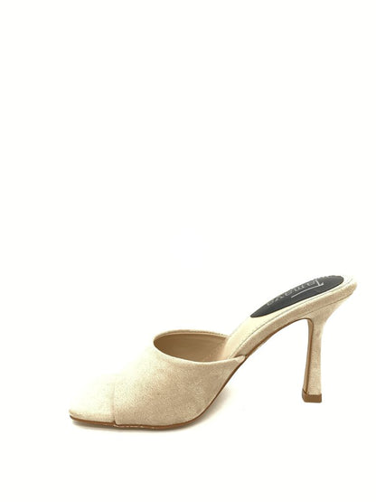 Heeled Mule Open-Toe Suede BEIGE