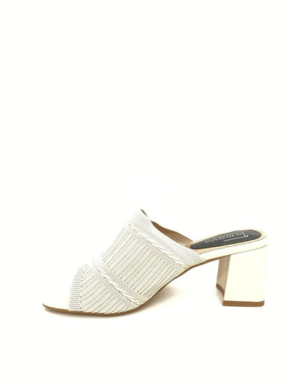 Heeled Mule Open-Toe Tessuto BEIGE