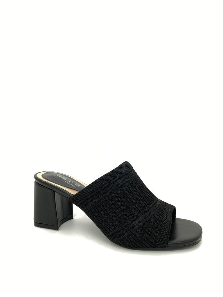 Heeled Mule Open-Toe Tessuto BLACK