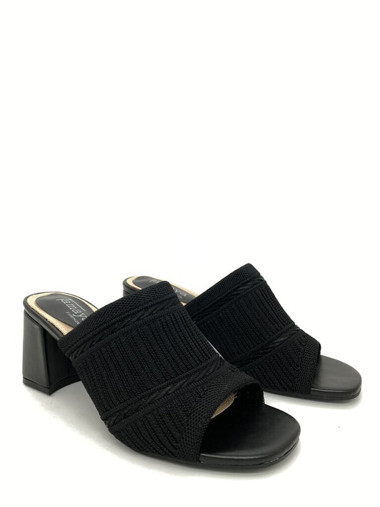 Heeled Mule Open-Toe Tessuto BLACK