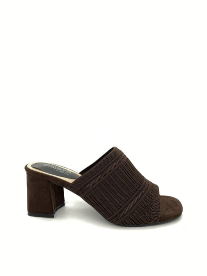 Heeled Mule Open-Toe Tessuto BROWN