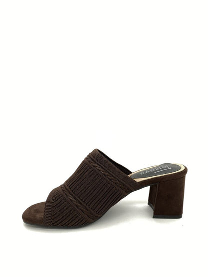 Heeled Mule Open-Toe Tessuto BROWN