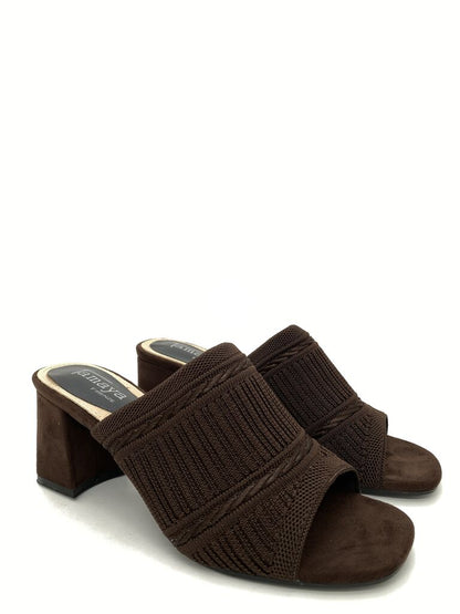 Heeled Mule Open-Toe Tessuto BROWN