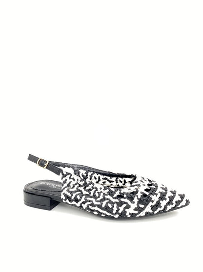 Sling-Back Braided.Nappa BLK/WHI