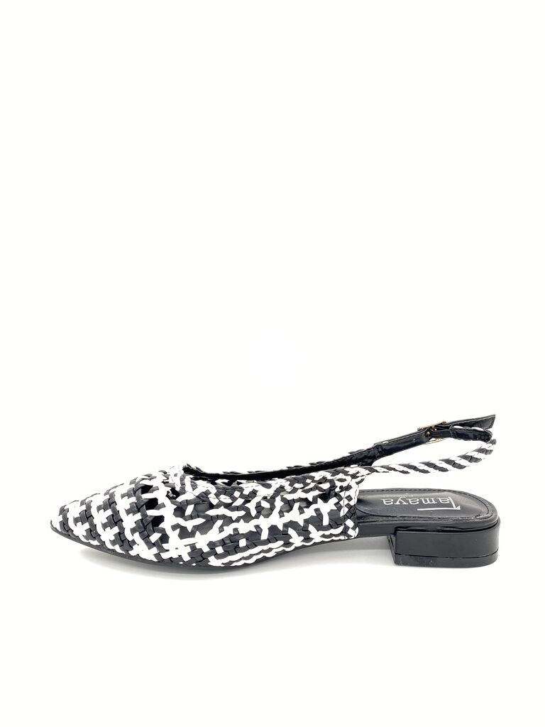 Sling-Back Braided.Nappa BLK/WHI