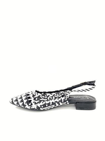 Sling-Back Braided.Nappa BLK/WHI