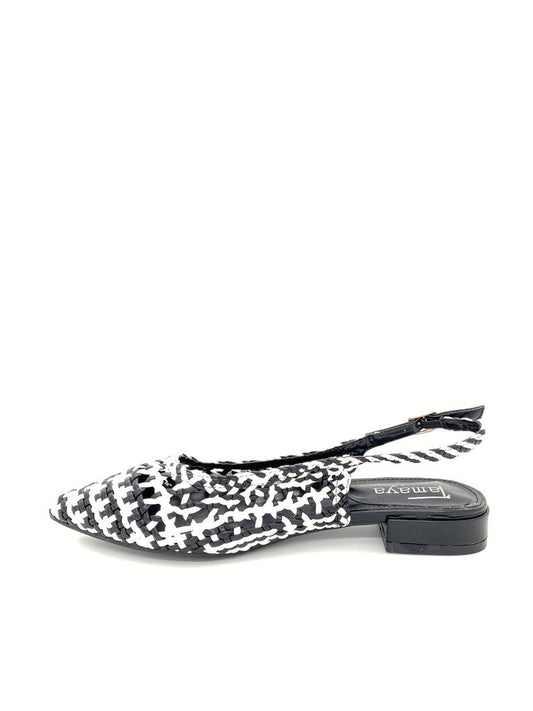 Sling-Back Braided.Nappa BLK/WHI