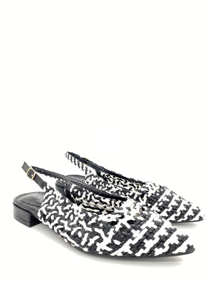 Sling-Back Braided.Nappa BLK/WHI