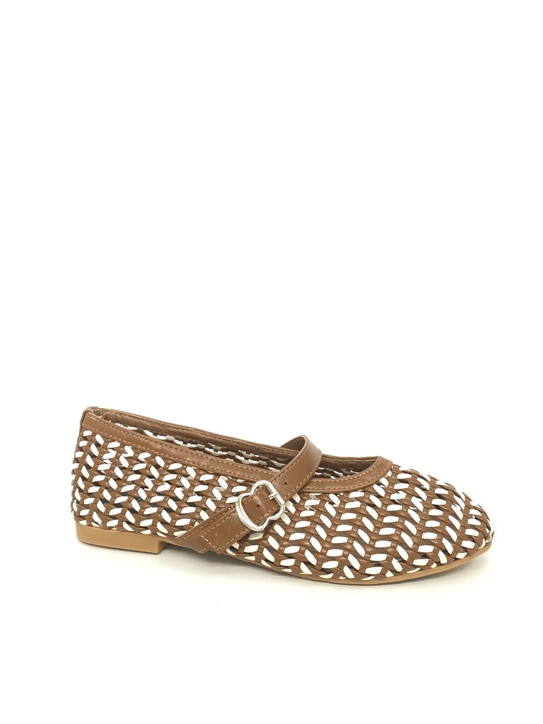 Mary Jane Shoe Braided.Nappa MOKA