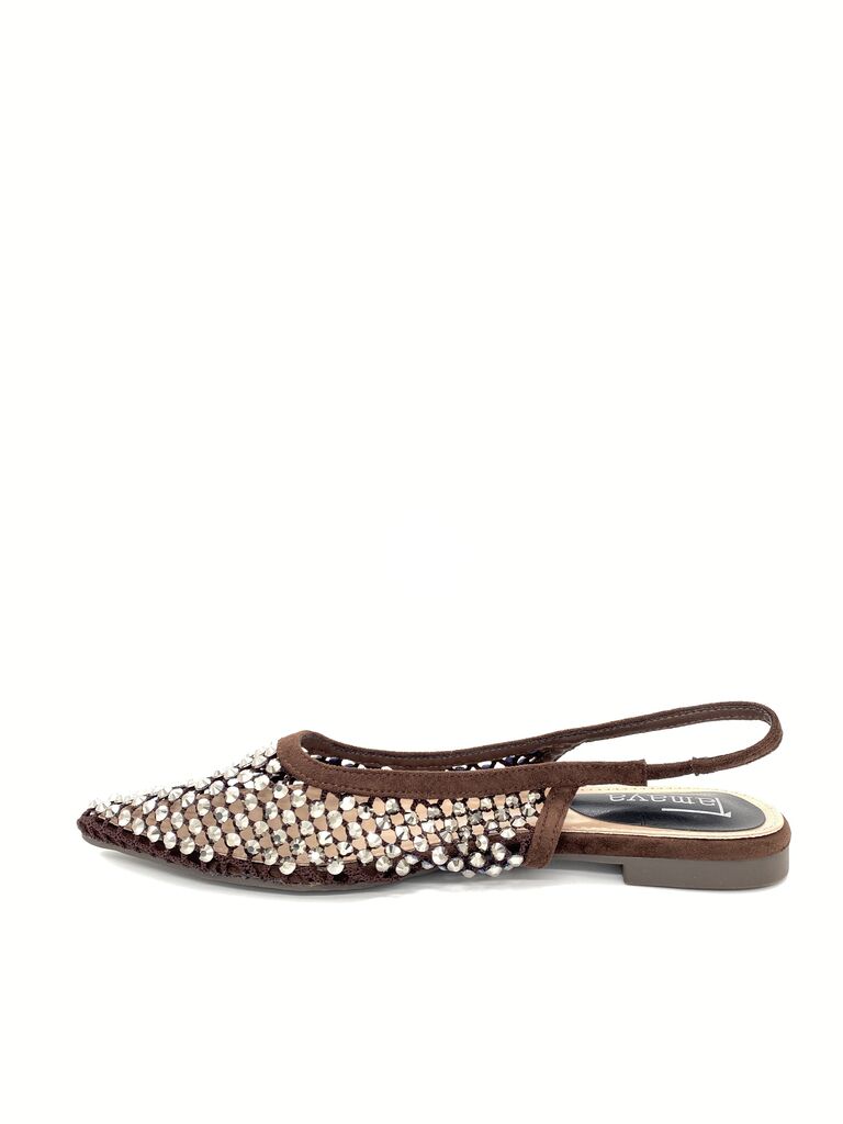 Sling-Back Strass BROWN