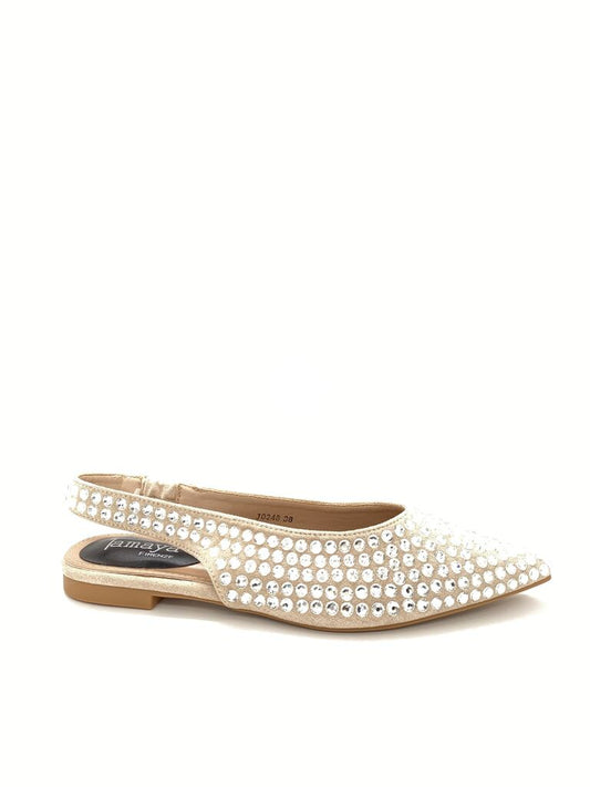 Flat Shoe Strass KHAKI