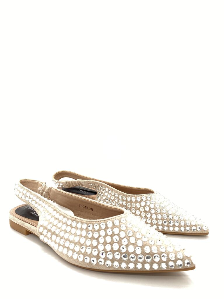 Flat Shoe Strass KHAKI