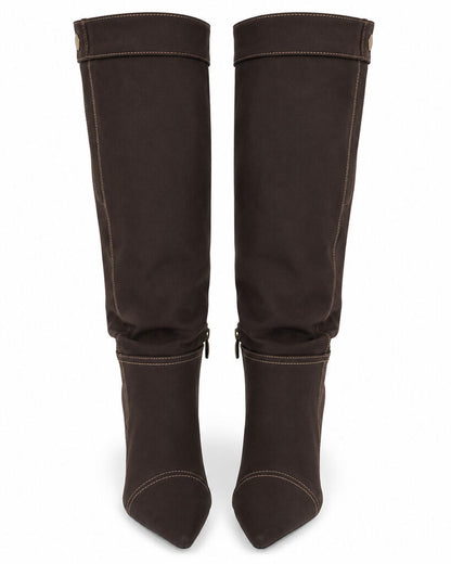 Knee High Boot Jeans BROWN