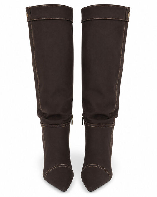 Knee High Boot Jeans BROWN