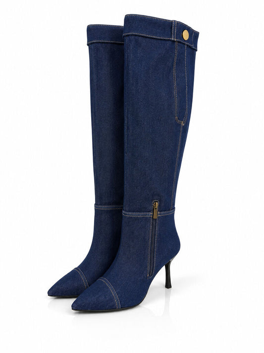 Knee High Boot Jeans DKBLUE
