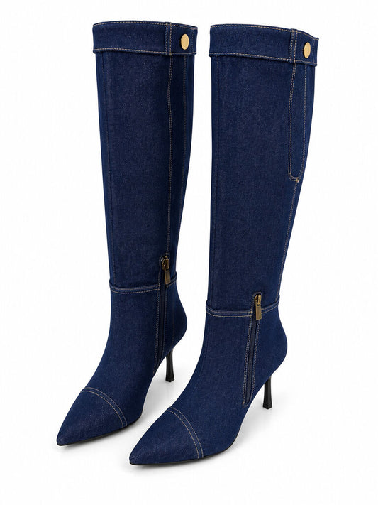 Knee High Boot Jeans DKBLUE