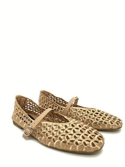 Mary Jane Shoe Satin CAMEL
