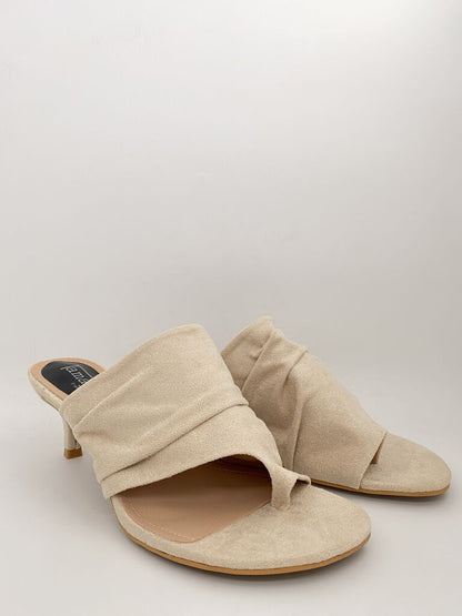 Heeled Mule Open-Toe Suede BEIGE