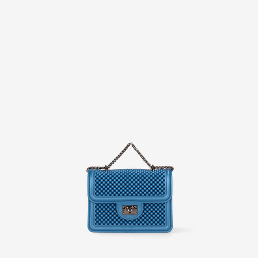 Blue Quilted Mini Handbag with Chain Handle