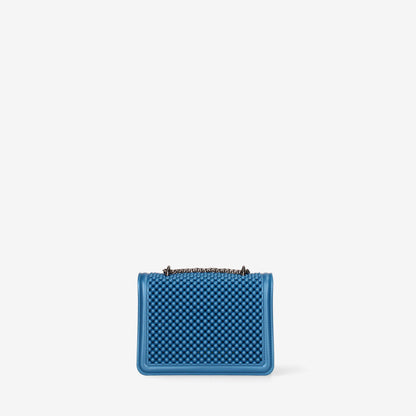 Blue Quilted Mini Handbag with Chain Handle