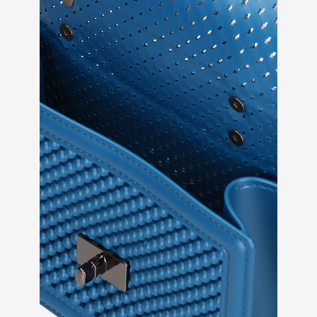 Blue Quilted Mini Handbag with Chain Handle