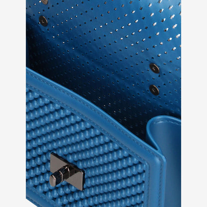 Blue Quilted Mini Handbag with Chain Handle