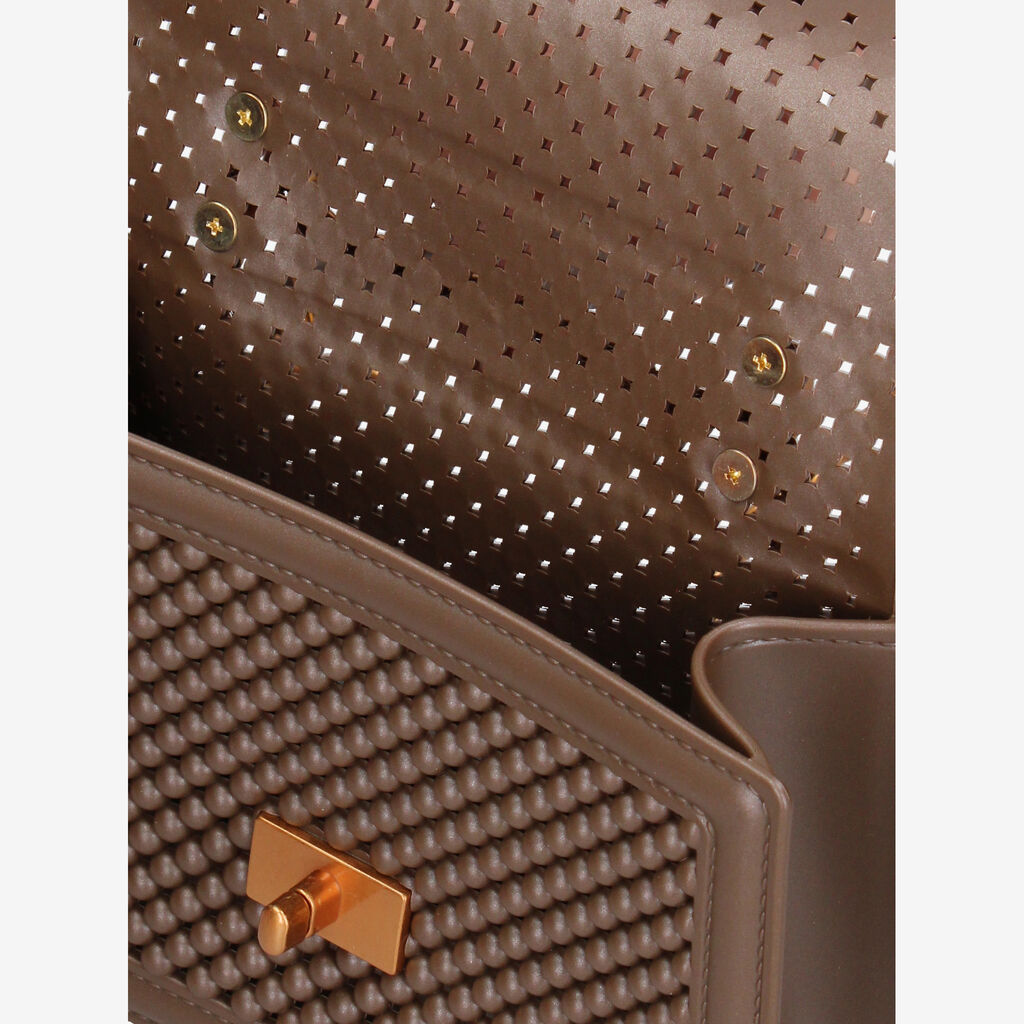 Brown Quilted Handbag with Gold Chain Handle