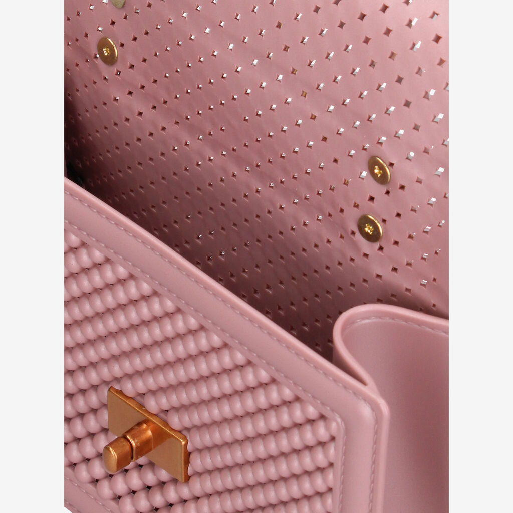 Pink Quilted Shoulder Bag with Gold Accents